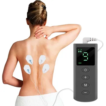 daugiafunkcinis masažuoklis EMS raumenų stimuliavimo elektrinis stimuliatorius skausmui malšinti masažo aparatas su 4 elektrodų pagalvėlėmis
