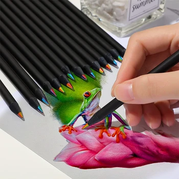 4PCS 7 spalvų koncentrinis gradientas Spalvingas pieštukas Pieštukai Spalvotų pieštukų rinkinys Kūrybinis Kawaii Kanceliarinių prekių meno tapyba Piešimo rašiklis