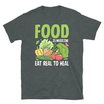 Maistas yra vaistas Valgykite tikrą, kad išgydytumėte dietologo marškinėlius trumpomis rankovėmis Unisex marškinėliai