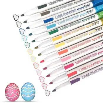 12 Spalvų dvigubos linijos rašiklio kontūro dažų žymeklių rašikliai 