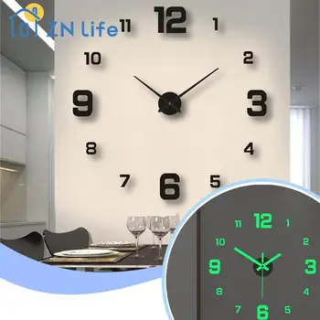 Creative Simple Luminous Digital Clock European Style Mute Wall Clock Study Room Punch-free Room Office Wall Decroation Clocks