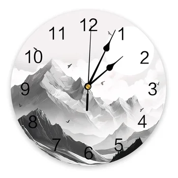 Kalnų saulės debesų sieninis laikrodis Tylūs skaitmeniniai laikrodžiai namų miegamojo virtuvės dekoravimui Pakabinamas laikrodis