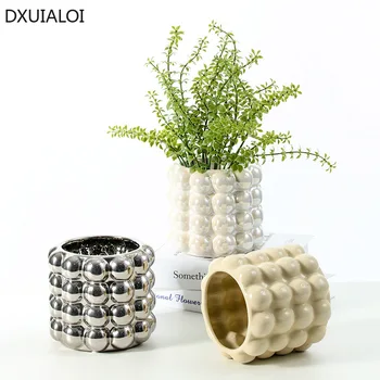 šiaurietiško stiliaus 3D keraminė vaza Gėlių kompozicijos prietaisas Rašiklio laikiklis, makiažo šepetėlis, laikymo indelis gėlių vazonai namų dekoras