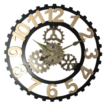 Gear 3d Didelis sieninis laikrodis Medinis senovinis Kūrybinis kavos baras Sienų dekoravimo laikrodis Palėpė Nuskustas prašmatnus Reloj Pramoninis dekoras SC258