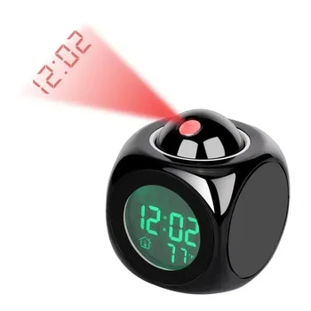 skaitmeninis žadintuvas LCD Kūrybinis projektorius Orų temperatūra Stalo laikas Data Ekranas Projekcija USB įkroviklis Namų laikrodžio laikmatis