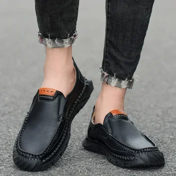 Prekės ženklo vyriški batai rankų darbo aukštos kokybės odiniai batai slysta ant patogių dalykinių vyriškų laisvalaikio batų didelio dydžio 38-48