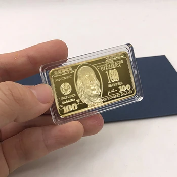 Mažmeninė prekyba JAV 1 dolerio luitų 24k aukso luitas Amerikos metalo monetos auksiniai strypai USD suvenyrų dovanos 24k aukso strypas metalo monetų grynuoliai