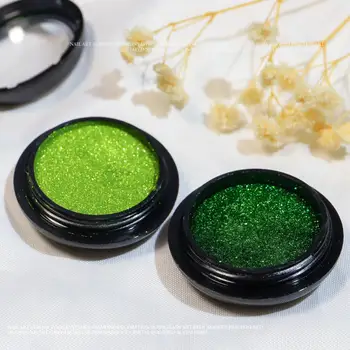 veidrodinis nagų pudros pigmentas gaivus šviesiai žalias nagų dailės trynimas blizgučių dulkės chromas Aurora žalias manikiūras 