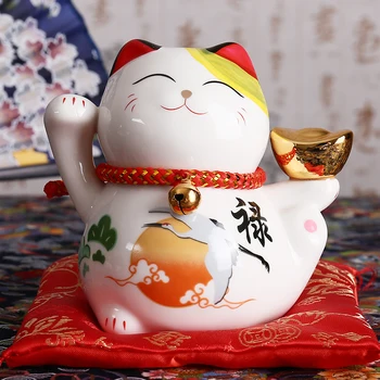 4 colių keramika Maneki Neko figūrėlė Laiminga katė Pinigų dėžutė Fortūna Katės ornamentas Piggy Bank Feng Shui verslo dovana