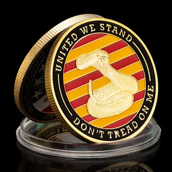 Paauksuota moneta United We Stand Liberty Bell Pattern Kolekcinė proginė moneta Jungtinių Valstijų Gadsdeno vėliavos iššūkio moneta