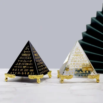 Egiptas Krištolo obsidianas Unikali energija Gydantis Feng Shui skaidrus piramidės čakros ornamentas Namų dekoras Svetainės dekoravimas