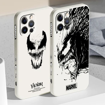 Marvel Avengers Venom Art Liquid Left Rope Apple iPhone 15 14 13 12 11 XS XR X 8 7 SE Pro Ultra Max Plus Mini telefono dėklas