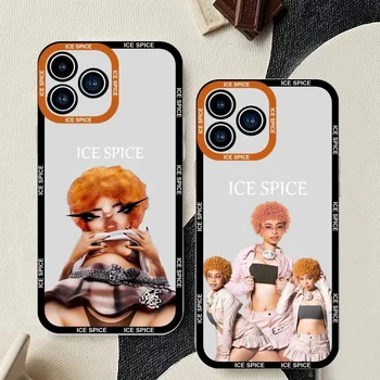 Hot Singer Ice Spice telefono dėklas, skirtas iPhone 11 12 Mini 13 14 15Pro Max skaidrus apvalkalas
