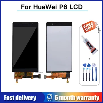 Original for Huawei P6 LCD Display+Touch Screen Digitizer Glass Panel keitimas Huawei Ascend P6 LCD ekranas + įrankiai klijai