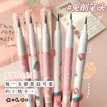 2/4Pcs HB Kawaii persikų mechaninis pieštukas Mieli neaštrinantys automatiniai pieštukai Korėjos kanceliarinės prekės Korėjos kanceliarinės prekės Mokyklos reikmenys