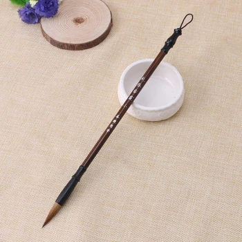 1PC Kinų kaligrafijos šepečiai rašiklis Vilkas Plaukų rašymo šepetys Medinė rankena L4MD