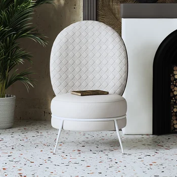Moderni svetainė Baldinės kėdės Baltos odos sofos kėdė Mikropluošto odinės kėdės Namų baldai Viengulė sofa