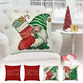 Kalėdinės automobilinės pagalvės Linksmų kalėdinių pagalvėlių užvalkalas 18''18'Patvarūs lininiai kalėdiniai raudoni pagalvių užvalkalai automobilinės sofos sofos miegamajame
