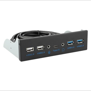 USB 3.0 optinio įrenginio priekinis skydelis 5,25 colio HUB 10Gbps Typec3.1 USB2.0 Aux 3.5Mm kompiuterio išplėtimo plokštė staliniam kompiuteriui