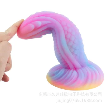 Šviečiantis mišrios spalvos undinės formos analinis kištukas Skystas silikonas Minkštas Erotinis vestibuliariniai žaislai Moteriškas masturbatorius Dildo Moterų sekso žaislas