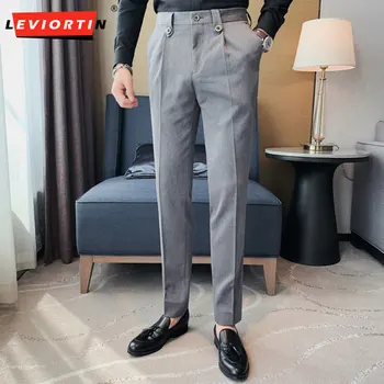 Britų pavasario ir rudens vienspalvė vyriška korėjietiška versija Fashion Rascal Handsome Slim Fit Business Universalios kostiuminės kelnės 28-36