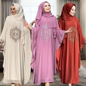 2023 3 vienetų rinkiniai Afrikietiškos suknelės moterims Vasaros elegantiškos Afrikos moterys ilgomis rankovėmis plius dydžio ilgi chalatai Musulmonų mada Abaya