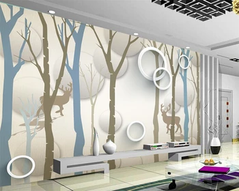beibehang Namų dekoro tapetas 3D medžiai Sika Elnių ratas Fonas Siena Svetainė Miegamasis Freskos tapetai sienai 3 d
