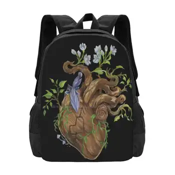 Širdies-medžio mokykliniai krepšiai Kelioninis nešiojamas kompiuteris Kuprinė Anatominė širdies medžio lapai Miško gamta Natūrali maldinga mantija Meilės gėlės