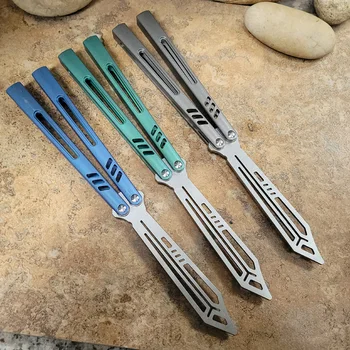 2023 Theone REP Licant Butterfly Trainer Knife Channel Titanium Handle D2 Blade Bushings System Jilt Free-Swinging EDC peilis