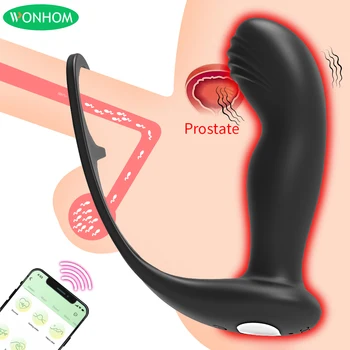 APP analinis vibratorius vyras 3 in 1 vibruojantis gaidžio žiedas G taško prostatos masažuoklis 10 greičių užpakalio kištuko stimuliatorius Porų sekso žaislas vyrams
