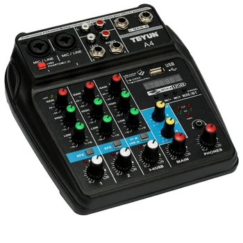 TU04 BT garso maišymo konsolės įrašas 48V fantominis galios monitorius AUX keliai plius efektai 4 kanalų garso maišytuvas su USB