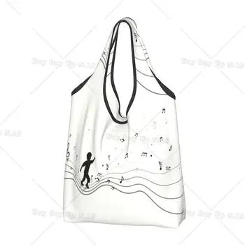 Perdirbimas Muzikos simbolis Pirkinių krepšys Moterų krepšys Tote krepšys Nešiojami muzikantų užrašai Bakalėjos prekės Pirkėjų krepšiai