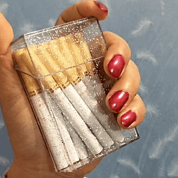 Nešiojamas spindintis mergaitiškas rožinis cigarečių tabako dėklas Dėžutės laikiklis Konteineris Skaidrus plastikinis rūkymo aksesuaras Dovana moterims