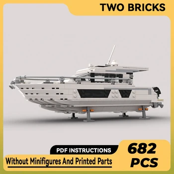 Technical Moc Bricks Boat Model Outboard Motor Yacht moduliniai statybiniai blokai Dovanos Žaislai vaikams 