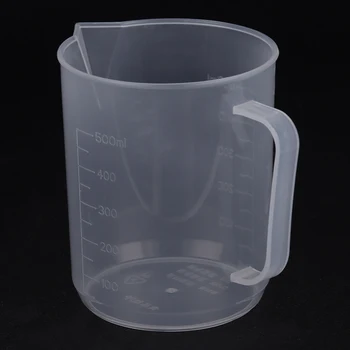 500ML Matavimo puodelis Plastikiniai skaidrūs graduoti cilindrai Laboratorinis virtuvės matavimo įrankis Mokyklos laboratorijos priedai