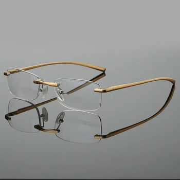 Vyrai skaitymo akiniai be apvadų Moterys Presbiopiniai akiniai Al-Mg lydinys TR90 rėmelis Anti mėlyna šviesa Dioptrijų lęšiai Receptiniai akiniai