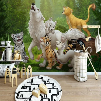 Custom Photo HD Wolf Animal Oil Painting Tiger Plakatas Miegamasis Valgomasis Svetainė TV fonas Sienų dekoro freska Tapetai