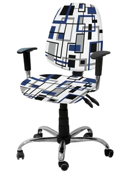Šiaurės šalių retro viduramžių geometrinis abstraktus mėlynas elastingas fotelio kėdės užvalkalas nuimamas biuro kėdės užvalkalas Padalinti sėdynių užvalkalai