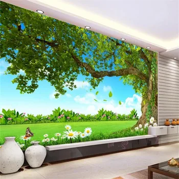 Custom Blue sky tree tapetai svetainės dekoravimui TV fonas sienų apdaila freska sienų tapyba namų dekoras Lipdukai