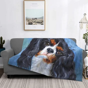 Sofa Fleece Pet Dog Kavalieriaus karaliaus Karolio spanielis mesti antklodę Šiltos flanelinės gyvūnų antklodės miegamajame Biuro sofos lovatiesės