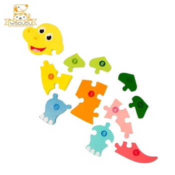 Miela medinė dėlionė Gyvūnai Dinozaurų zuikis Dėlionė Stalo žaidimas Autobusas Lėktuvo spalvų forma Žaisti Lavinamosios Montessori žaislas Dovanos vaikams