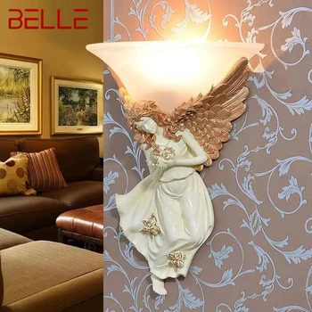 BELLE Modern Angel Wall Lamp Indoor LED Nordic Vintage Creative Resin Sconce Light For Home Living Room Bedroom Decor