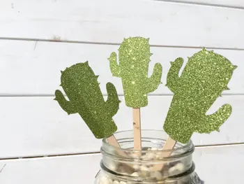 BLIZGUČIAI Keksiukų antpilai žalias kaktusas vestuvės kūdikio dušas gimtadienio dekoracijos maisto rinktuvai vakarėlių reikmenys