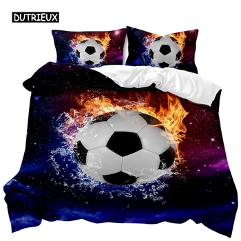 Soccer Duvet Cover Football Kids Patalynės komplektas 3D Comforter Cover Boys Teens Sport Lovers Double Queen King Polyester Qulit Cover