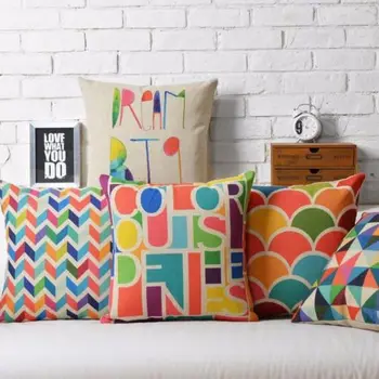 Geometrinis spalvingas Zig zag Dream Big Linen pagalvėlės užvalkalas Print Throw Pillow Case Sham Chevron Home Car Sofa Decor Gift 45x45