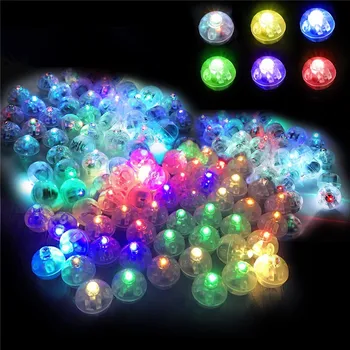 50Pcs/ Lot LED balionų lemputės mirksi spalvingos apvalios mažos lempos vandeniui atsparūs šviečiantys rutuliai Papuošalas vestuvių gimtadienio vakarėliui
