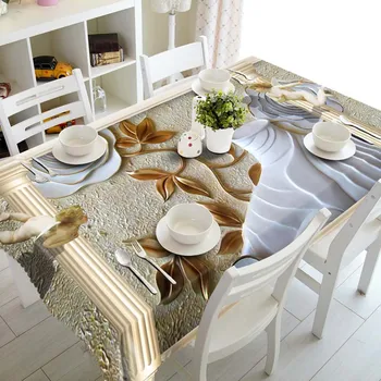 3D staltiesė Gėlių raštas Neperšlampamas Dinning Stalo viršelis Vestuvių vakarėlio stačiakampis staltiesė Namų tekstilė Virtuvės dekoras