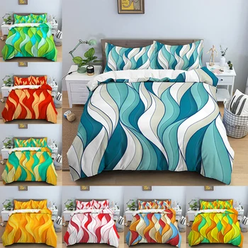 Abstract Art patalynės komplektas Stripe Print Antklodės užvalkalas Twin King Queen Size Comforter Užvalkalas su pagalvės užvalkalu Antklodės užvalkalas Namų tekstilė