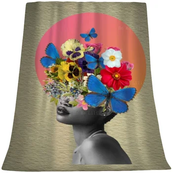 Gėlių menas šiuolaikinėje gatvės abstrakčioje moters galvoje Flanelis pagal Ho Me Lili Tinka visiems metų laikams