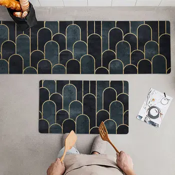 Pritaikomas virtuvės kilimėlis Paprastas šiaurietiškų grindų kilimas vandeniui atsparus aliejus Virtuvės kilimas Modernus neslystantis stačiakampis kilimas Namų dekoras